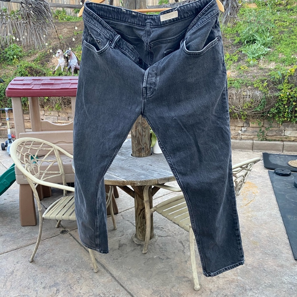 All Saints Black Straight Jeans with Classic Stitching